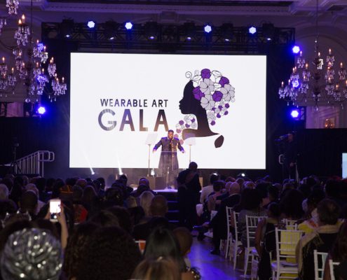 Lil Rel on stage at the 2018 WACO Wearable Art Gala